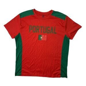 Portugal Soccer Jersey Mens XL Red Green Crew Neck Short Sleeve Football Striker